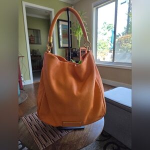 Marc Jacobs Light Orange Pebbled Leather Hobo with Gold Hardware